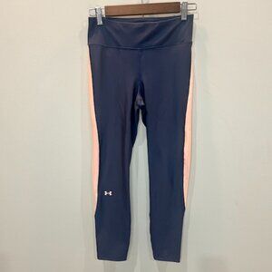 Under Armour Heatgear Cropped Compression Leggings Women's Size Medium Navy Pink